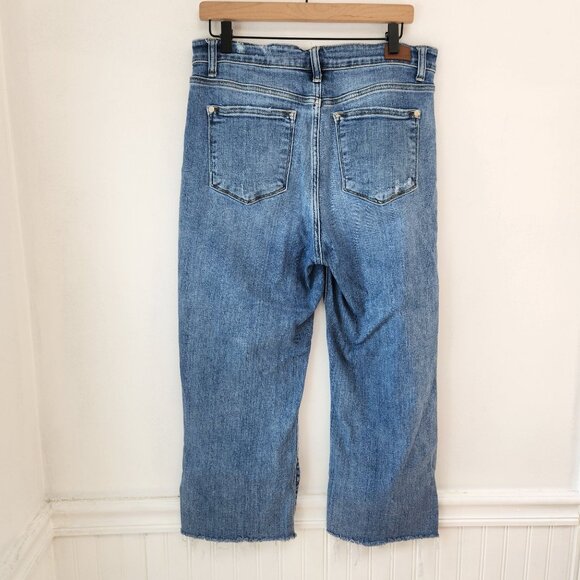 Judy Blue Wide Leg Distressed Jeans Medium Wash Denim Boyrfriend Relaxed 30 - Picture 2 of 11